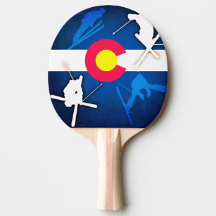 Raquette De Ping Pong Palette grunge de ping-pong de skieur de drapeau