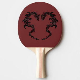Raquette De Ping Pong Palette rouge de ping-pong de deux dragons tribaux