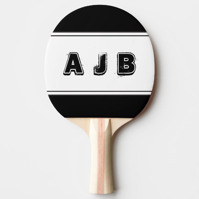 Raquette De Ping Pong Palette rouge de rayures de monogramme (Devant)