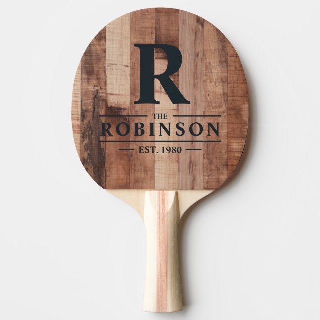 Raquette De Ping Pong Pallet Wood Boards Family Name & Initial (Devant)