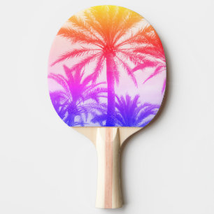 Raquette De Ping Pong palmier tropical dans une ambiance rétro néon été