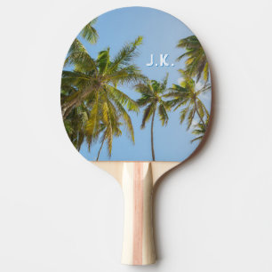 Raquette De Ping Pong Palmier Tropical Personnalisé (Initiales & Texte P
