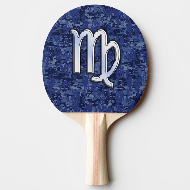 Raquette De Ping Pong Panneau Virgo Zodiac sur Camouflage numérique bleu (Dos)