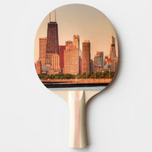 Raquette De Ping Pong Panorama d'horizon de Chicago au lever de soleil