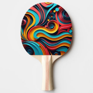 Raquette De Ping Pong Papercut Vagues colorées