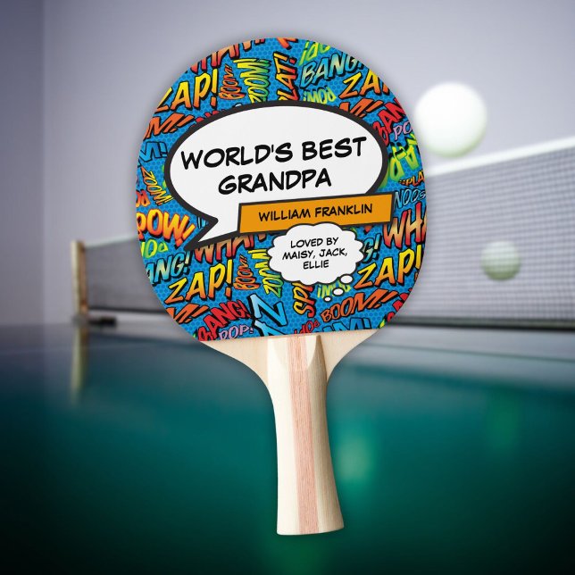 Raquette De Ping Pong Papi Papy Grand-père Drôle Moderne Cool (Grandpa Grandad Pops Funny Modern Cool Ping Pong Paddle)