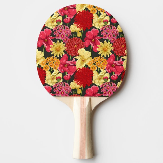 Raquette De Ping Pong Papier peint floral dans le style d'aquarelle (Devant)