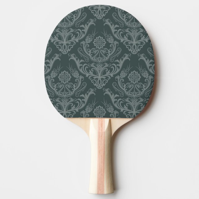 Raquette De Ping Pong Papier peint floral vert de luxe de damassé (Devant)