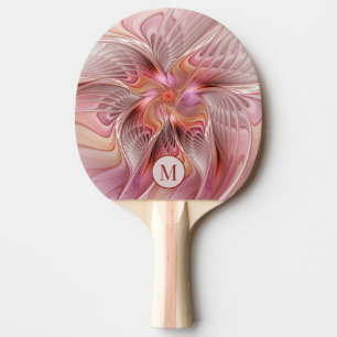 Raquette De Ping Pong Papillon Abstrait Imaginaire coloré Monogramme