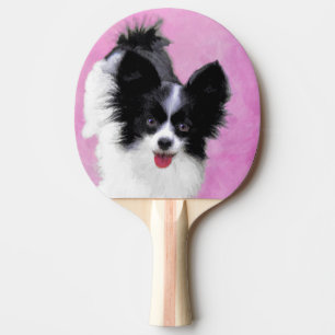 Raquette De Ping Pong Papillon (blanc et noir) Peinture - Chien Art