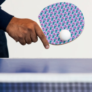Raquette De Ping Pong Papillon floral motif sarcelle violet