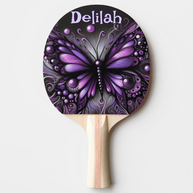 Raquette De Ping Pong Papillon gothique violet noir personnalisé (Devant)