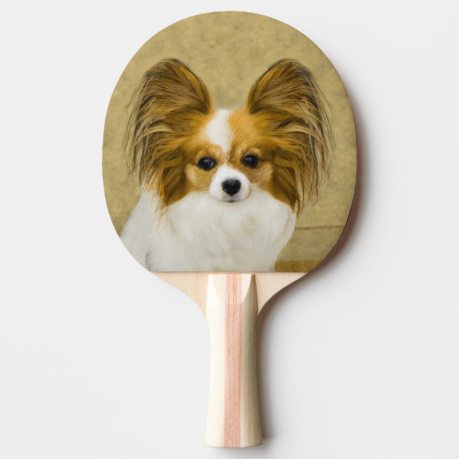 Raquette De Ping Pong Papillon (Hound Tri) Peinture - Art Chien original (Devant)