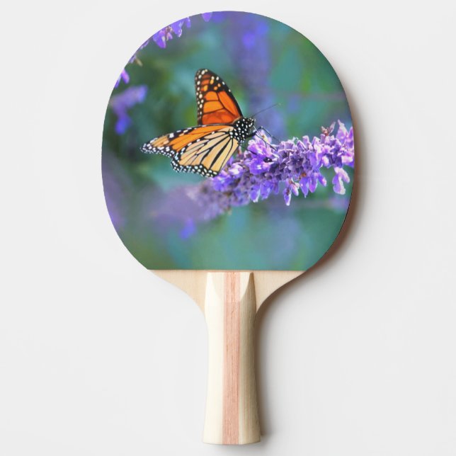 Raquette De Ping Pong Papillon Monarque sur Fleur violette lilas (Devant)