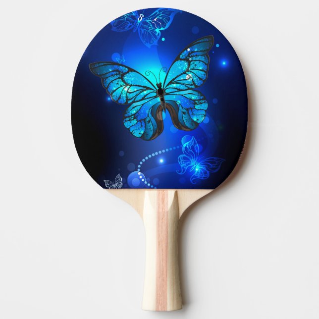 Raquette De Ping Pong Papillon Morpho sur fond sombre (Devant)