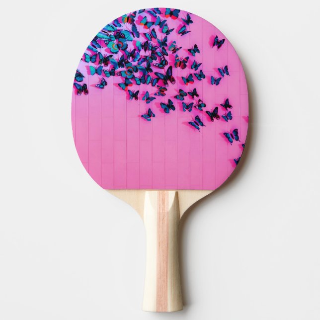 Raquette De Ping Pong Papillons bleu rose magnifique (Devant)
