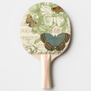 Raquette De Ping Pong Papillons sur la musique de feuille avec la