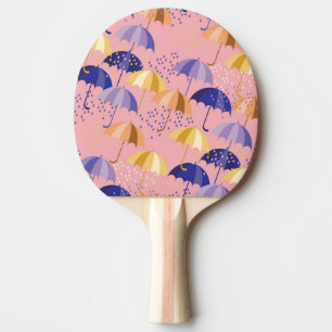 Raquette De Ping Pong Parapluies, gouttes, motif coloré transparent.
