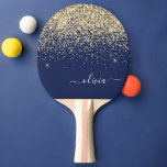 Raquette De Ping Pong Parties scintillant Bleu de la Marine d'or Script<br><div class="desc">Parties scintillant d'étincelle bleu or et marine Script Monogramme Nom Ping Pong Paddle. Cela rend le cadeau parfait pour 16 ans,  mariage,  douche nuptiale,  anniversaire,  baby shower ou bachelorette pour quelqu'un qui aime le luxe glam et les styles chic.</div>