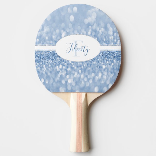 Raquette De Ping Pong Parties scintillant Bleue Personnaliser Ping Pong  (Devant)