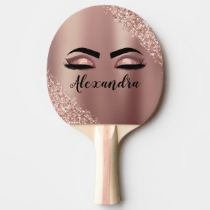 Raquette De Ping Pong Parties scintillant de monogramme rose rouge or Ro