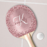 Raquette De Ping Pong Parties scintillant en métal brossé rose pâle Nom<br><div class="desc">Personnalisez facilement ce stylo de ping-pong chic et branché,  avec une jolie parties scintillant brillante rose vif sur un arrière - plan métallique brossé rose vif.</div>