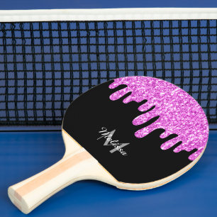 Raquette De Ping Pong Parties scintillant étincelante rose noir Monogram
