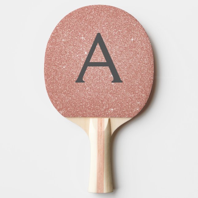 Raquette De Ping Pong Parties scintillant rose Rose or et Monogramme éti (Devant)
