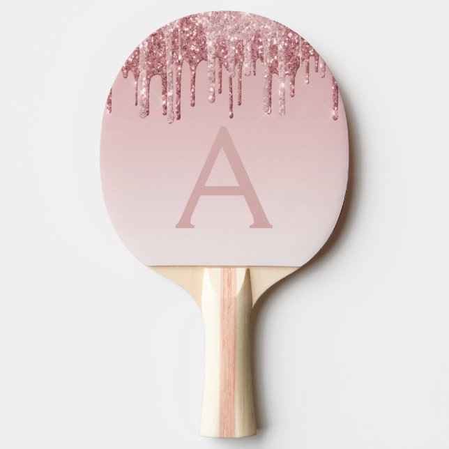 Raquette De Ping Pong Parties scintillant rose Rose or et Monogramme éti (Devant)