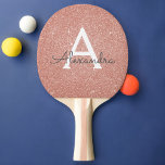 Raquette De Ping Pong Parties scintillant rose Rose or et Monogramme éti<br><div class="desc">Parties scintillant Rose Rose Gold Faux et Élégant Monogram Ping Paddle. Cette pagaie Ping Pong peut être customisée pour inclure votre nom initial et prénom.</div>