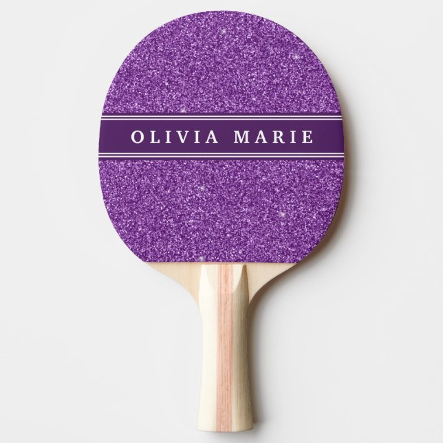 Raquette De Ping Pong Parties scintillant violette (faux) Nom personnali (Devant)