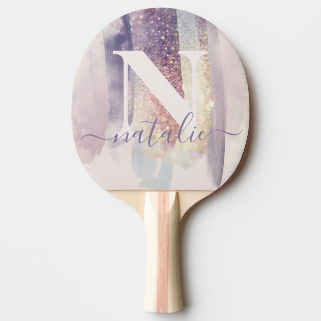 Raquette De Ping Pong parties scintillant violette rose brillant personn (Devant)