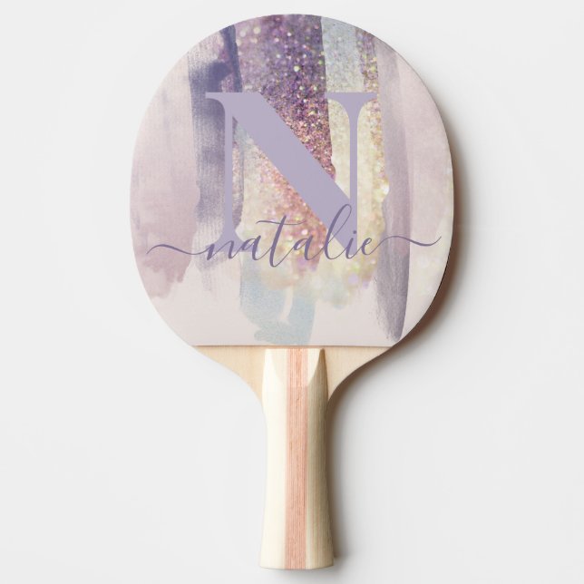 Raquette De Ping Pong parties scintillant violette rose brillant personn (Devant)