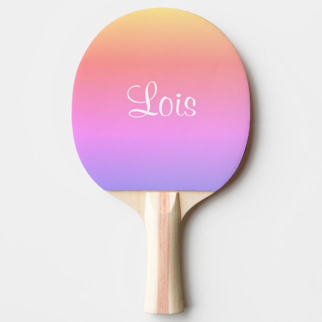 Raquette De Ping Pong Pastel Arc-en-ciel rose violet jaune 4Lois (Nom) (Devant)