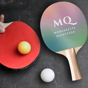 Raquette De Ping Pong Pastel coloré moderne et Monogramme blanc initial
