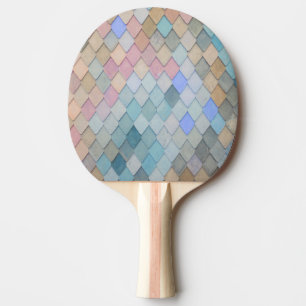 Raquette De Ping Pong Pastel Diamond Motif Mermaid bleu rose vert