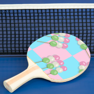 Raquette De Ping Pong Pastel Pink Blue À damiers Dango Ping Pong Paddle