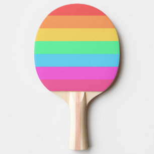 Raquette De Ping Pong Pastel Rainbow Color Strips Design