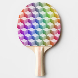 Raquette De Ping Pong Pastel Rainbow Colored Shaded 3D Look Cubes