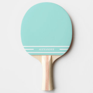 Raquette de ping pong pastel sarcelle et blanche a