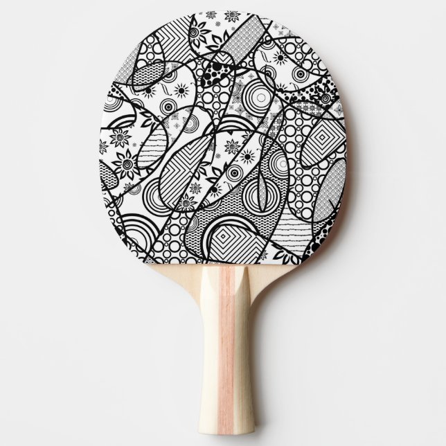 Raquette De Ping Pong Patchwork motif noir et blanc 01 (Devant)
