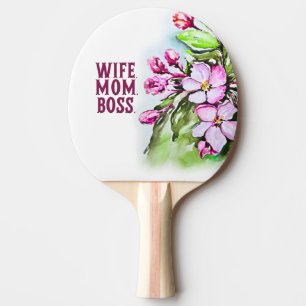 Raquette De Ping Pong Patron maman femme, Fleurs roses
