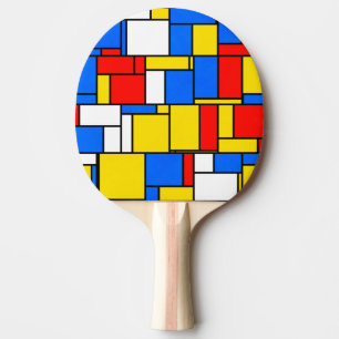 Raquette De Ping Pong Patters de Mondrian Inspecred Style Red Blue Yello