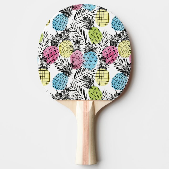 Raquette De Ping Pong Paumes de grunge d'ananas (Devant)