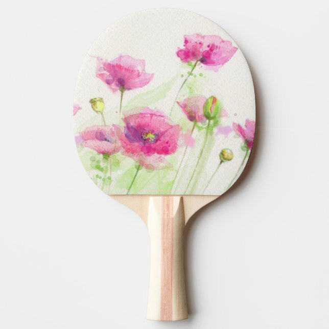 Raquette De Ping Pong Pavots peints 3 d'aquarelle (Devant)