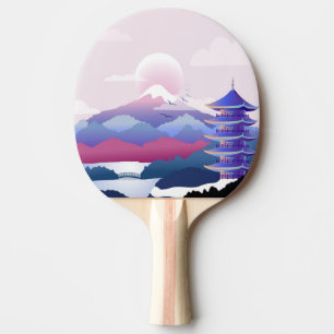 Raquette De Ping Pong Paysage De Temple Paisible À L'Aube