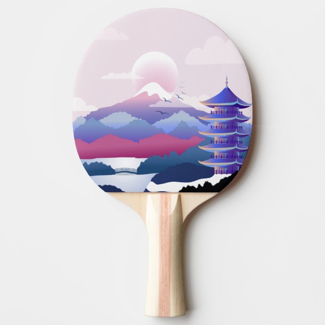 Raquette De Ping Pong Paysage De Temple Paisible À L'Aube (Devant)