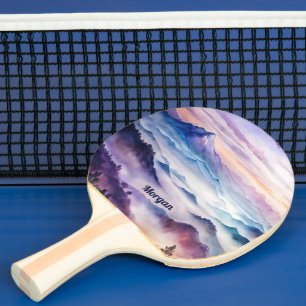 Raquette De Ping Pong Paysage personnalisé de la motoneige d'aquarelle