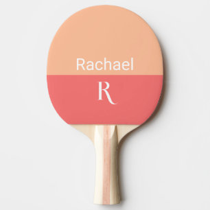 Raquette De Ping Pong Peach de nom de monogramme simple