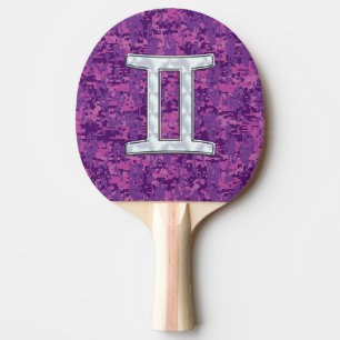 Raquette De Ping Pong Pearl Like Gemini Zodiac Sign on Digital Camo